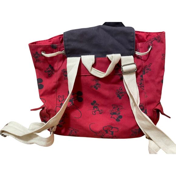 Disney X Junk Food Red‎ Blue Mickey Mouse Canvas Cotton Drawstring Backpack - Picture 4 of 8